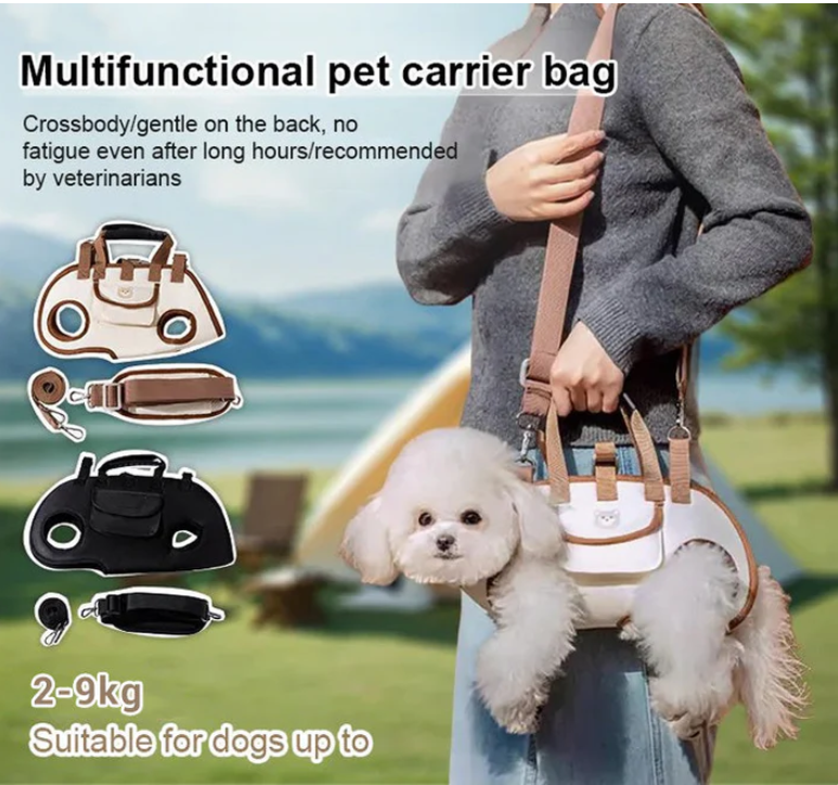 Transportín portátil y transpirable para mascotas 2 en 1: bandolera y mochila | ¡En cualquier lugar, en cualquier momento!